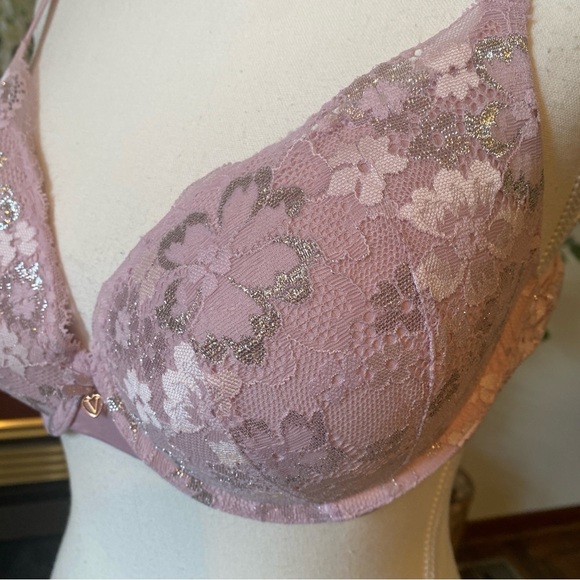 Victoria’s Secret • Lightly Lined Demi Bra • Metallic Floral Lace • 34D - Picture 3 of 8